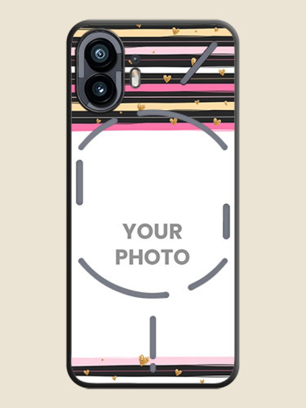 Custom Multicolor Lines and Golden Love Symbols Design - Photo on Space Black Soft Matte Mobile Cover - Nothing Phone 2 - alternate view