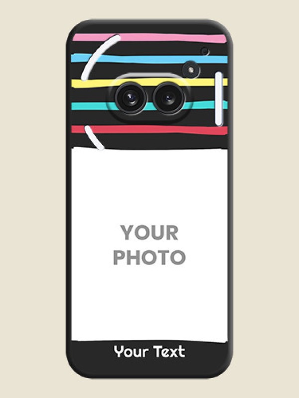 Custom Multicolor Lines with Image On Space Black Custom Soft Matte Mobile Back Cover - Nothing Phone 2A Plus - alternate view