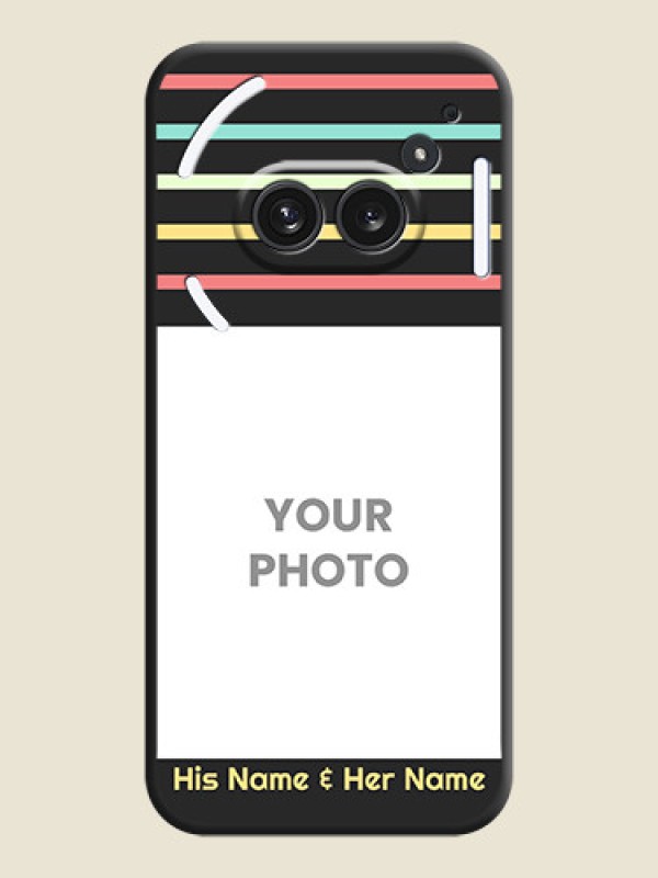 Custom Color Stripes with Photo and Text on Photo On Space Black Custom Soft Matte Mobile Back Cover - Nothing Phone 2A Plus - alternate view