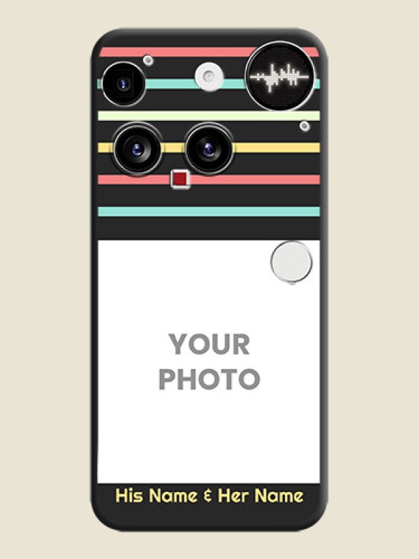 Custom Color Stripes with Photo and Text on Photo On Space Black Custom Soft Matte Mobile Back Cover - Nothing Phone 3 5G - alternate view