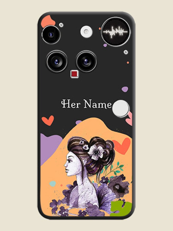 Custom Namecase For Her With Fancy Lady Image On Space Black Custom Soft Matte Mobile Back Cover - Nothing Phone 3 5G - alternate view