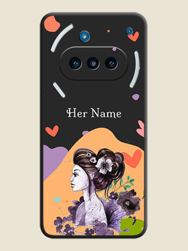 Custom Namecase For Her With Fancy Lady Image On Space Black Custom Soft Matte Mobile Back Cover - Nothing Phone 3a 5G - alternate view