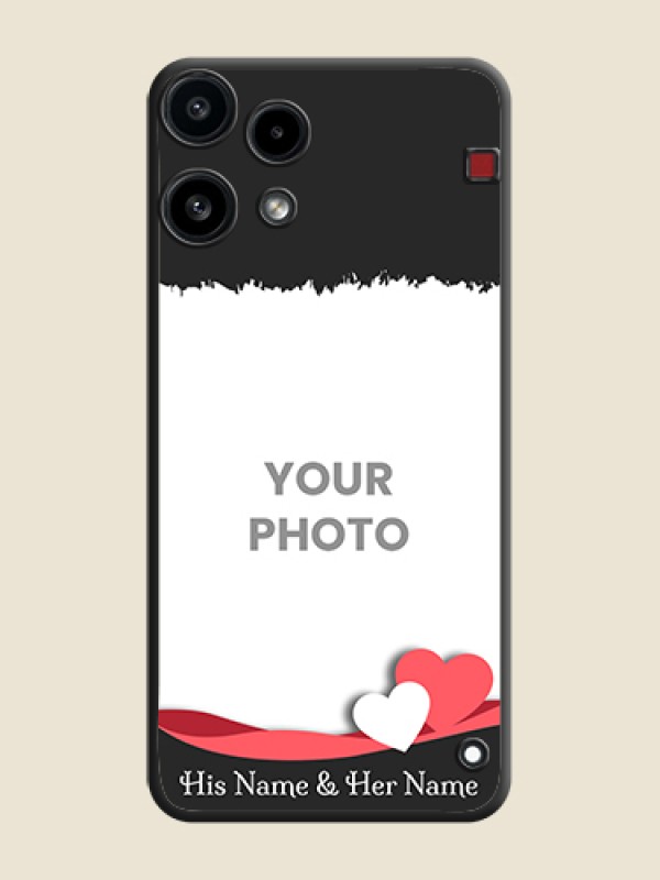 Custom Pin Color Love Shaped Ribbon Design with Text On Space Black Custom Soft Matte Mobile Back Cover - Nothing Phone 3A Lite 5G - alternate view