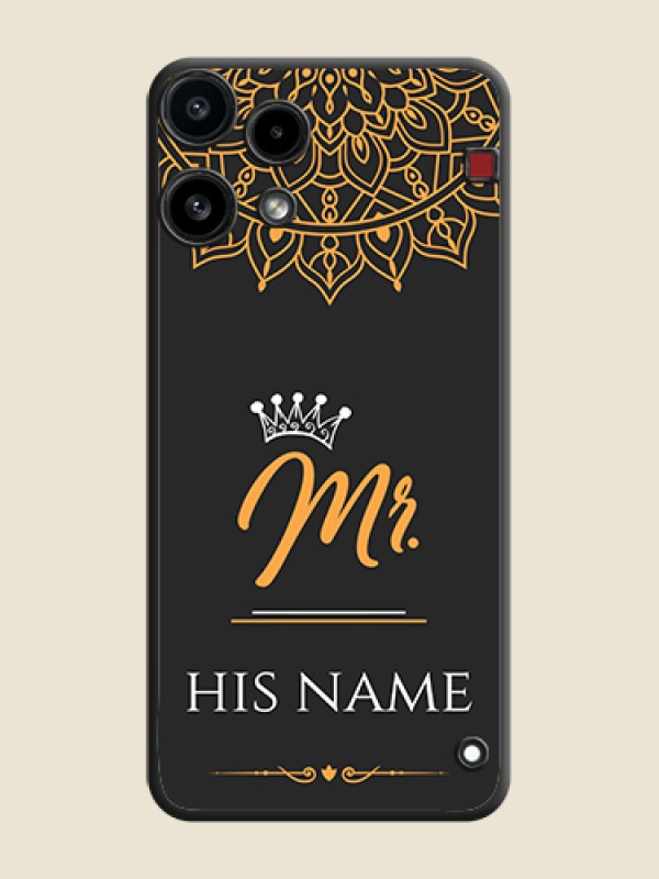 Custom Mr Name with Floral Design On Space Black Custom Soft Matte Mobile Back Cover - Nothing Phone 3A Lite 5G - alternate view