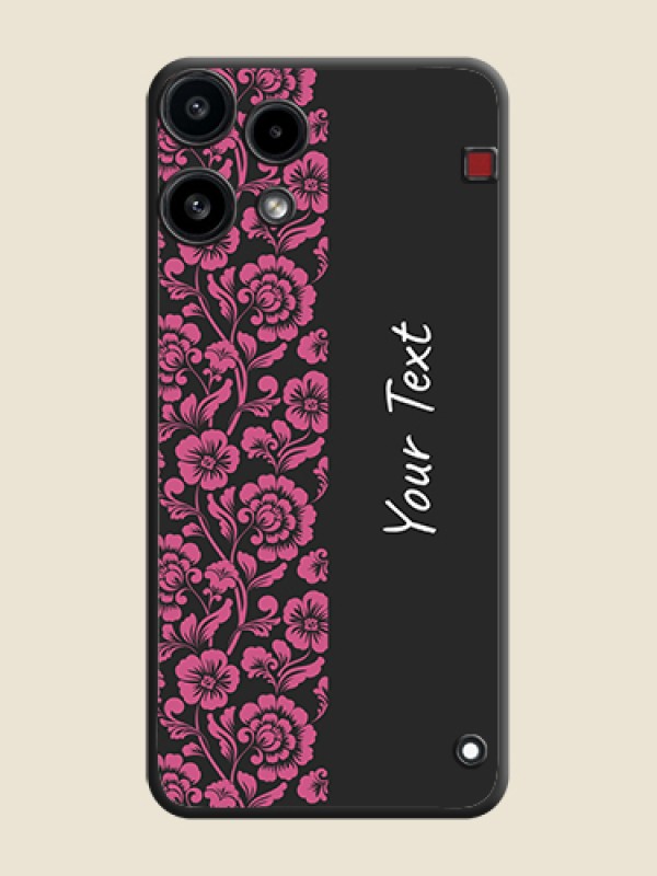 Custom Pink Floral Pattern Design With Custom Text On Space Black Custom Soft Matte Mobile Back Cover - Nothing Phone 3A Lite 5G - alternate view