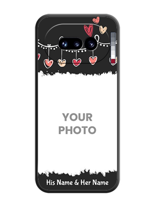 Custom Pink Love Hangings with Name On Space Black Custom Soft Matte Mobile Back Cover - Nothing Phone 4A 5G - alternate view