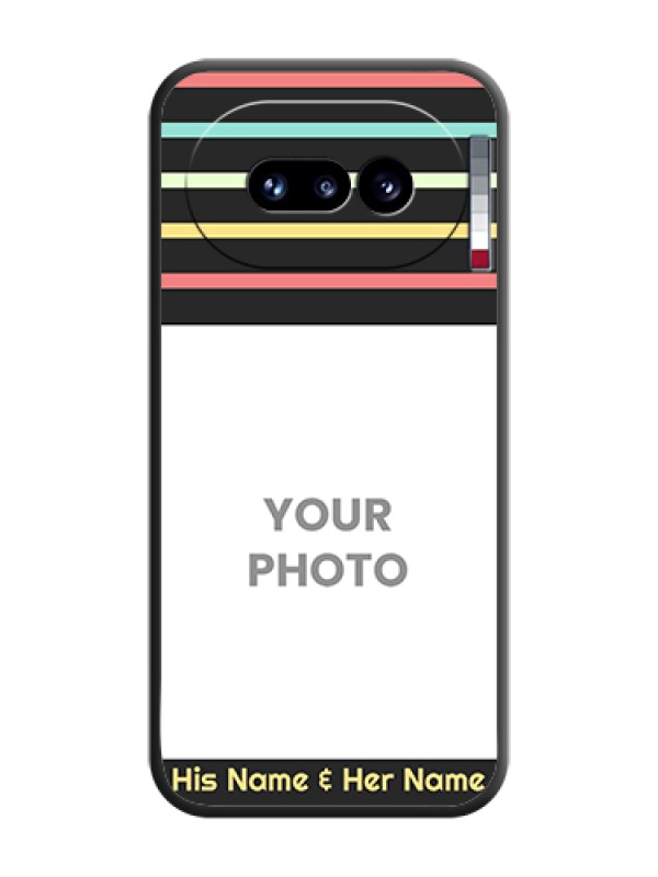 Custom Color Stripes with Photo and Text on Photo On Space Black Custom Soft Matte Mobile Back Cover - Nothing Phone 4A 5G - alternate view