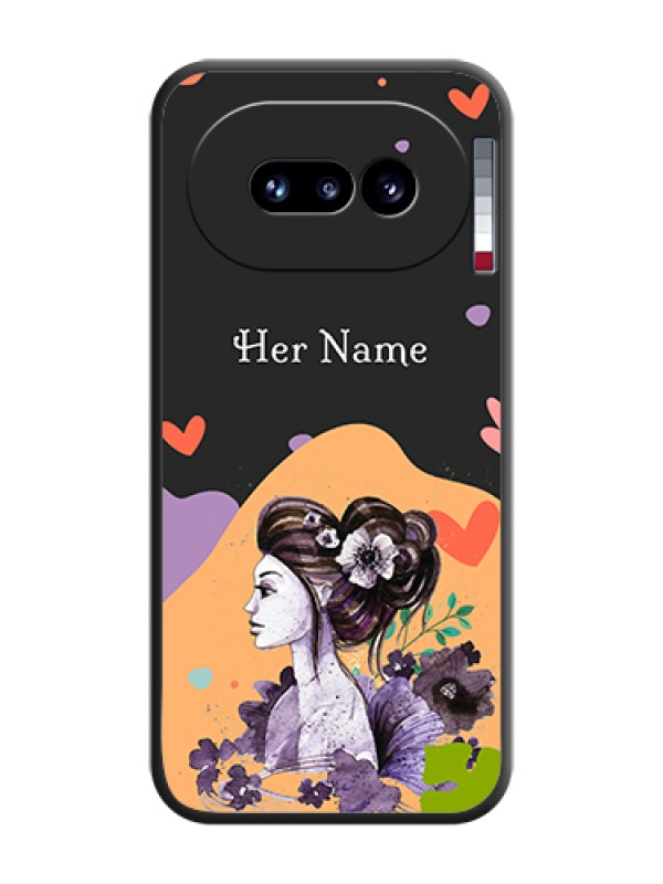 Custom Namecase For Her With Fancy Lady Image On Space Black Custom Soft Matte Mobile Back Cover - Nothing Phone 4A 5G - alternate view