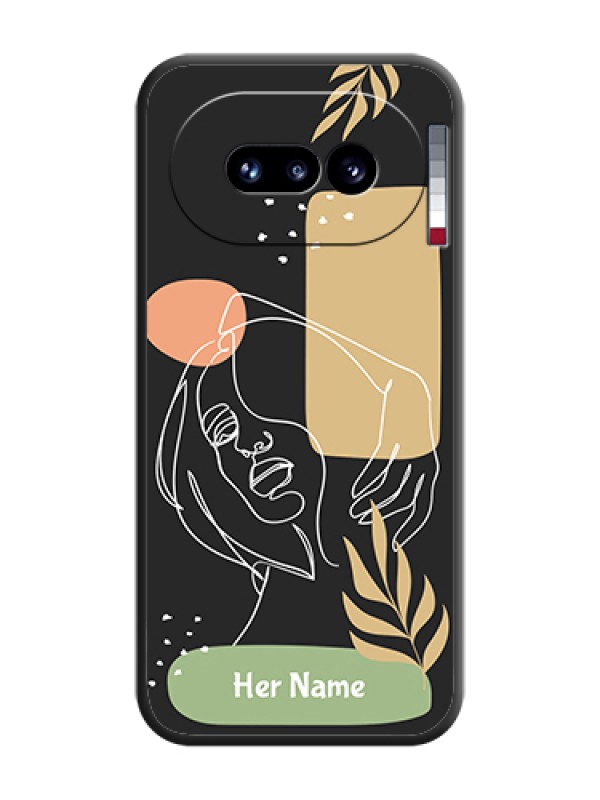 Custom Custom Text With Line Art Of Women & Leaves Design On Space Black Custom Soft Matte Mobile Back Cover - Nothing Phone 4A 5G - alternate view