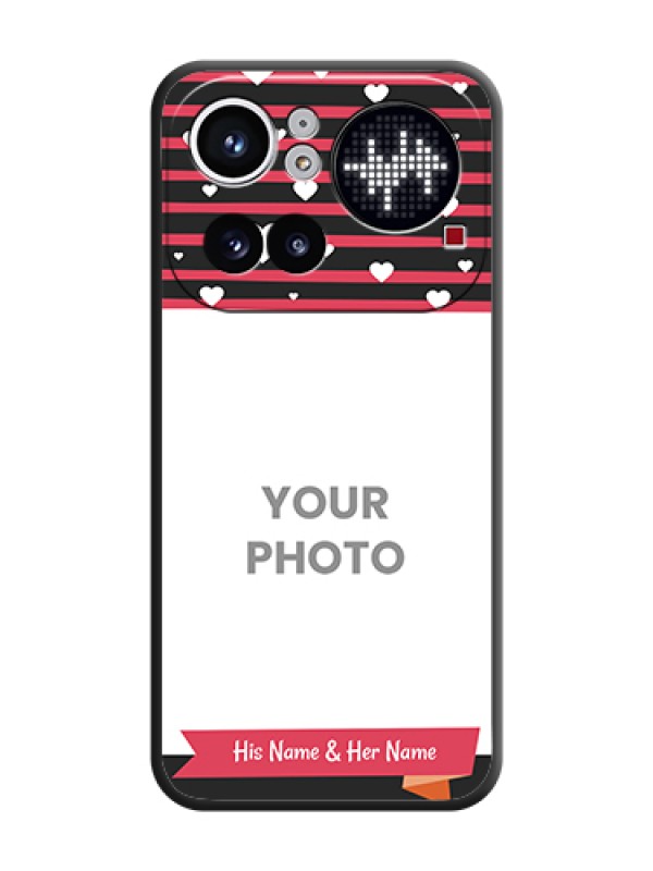 Custom White Color Love Symbols with Pink Lines Pattern On Space Black Custom Soft Matte Mobile Back Cover - Nothing Phone 4A Pro 5G - alternate view