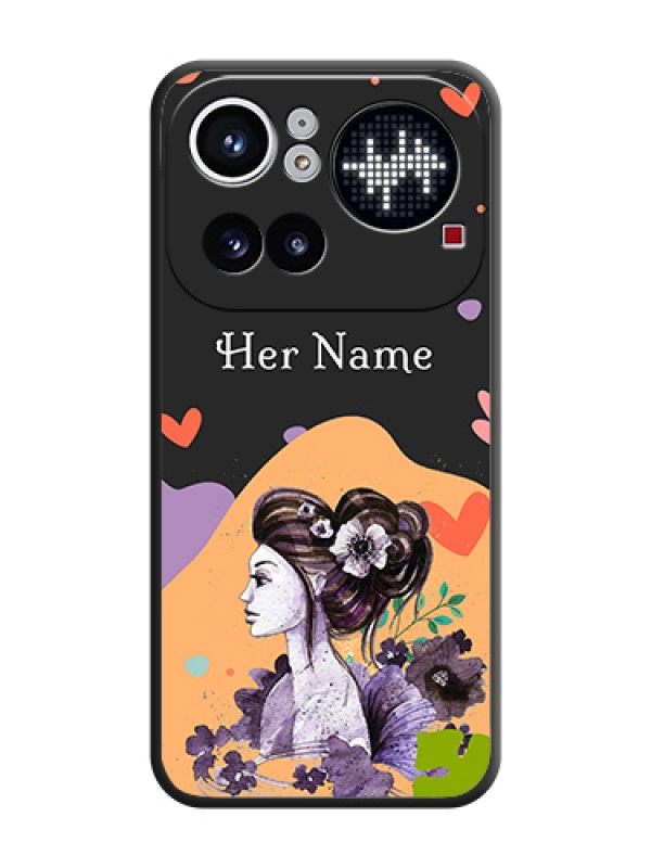 Custom Namecase For Her With Fancy Lady Image On Space Black Custom Soft Matte Mobile Back Cover - Nothing Phone 4A Pro 5G - alternate view
