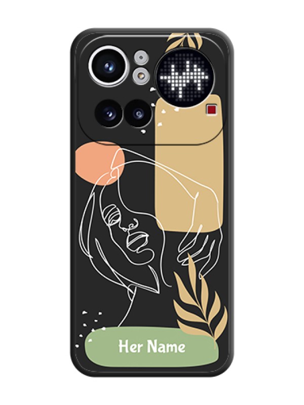 Custom Custom Text With Line Art Of Women & Leaves Design On Space Black Custom Soft Matte Mobile Back Cover - Nothing Phone 4A Pro 5G - alternate view