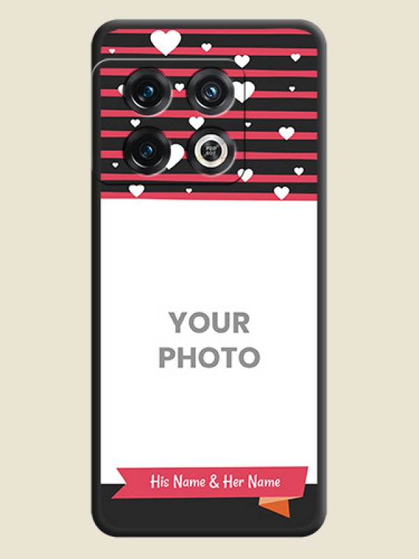 Custom White Color Love Symbols with Pink Lines Pattern on Space Black Custom Soft Matte Phone Cases - OnePlus 10 Pro 5G - alternate view