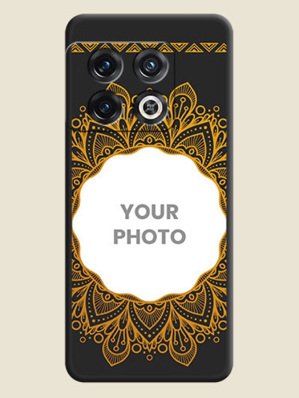 Custom Round Image with Floral Design on Photo on Space Black Soft Matte Mobile Cover - OnePlus 10 Pro 5G - alternate view