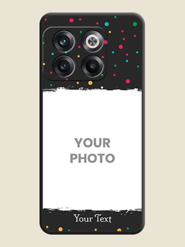 Custom Multicolor Dotted Pattern with Text on Space Black Custom Soft Matte Phone Back Cover - OnePlus 10T 5G - alternate view