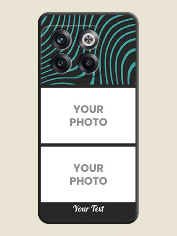 Custom Wave Pattern with 2 Image Holder on Space Black Personalized Soft Matte Phone Covers - OnePlus 10T 5G - alternate view