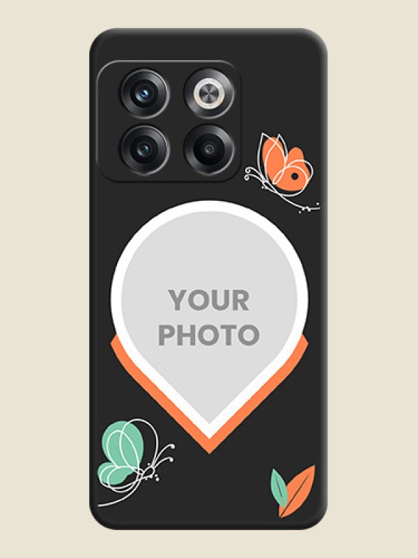 Custom Upload Pic With Simple Butterly Design On Space Black Personalized Soft Matte Phone Covers -Oneplus 10T 5G - alternate view