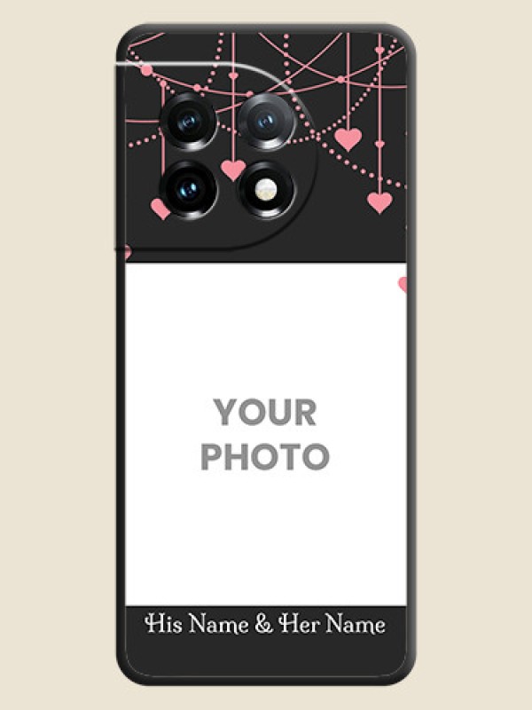 Custom Pink Love Hangings with Text on Space Black Custom Soft Matte Back Cover - OnePlus 11 5G - alternate view