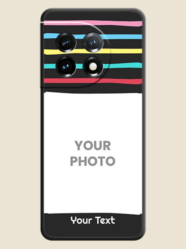 Custom Multicolor Lines with Image on Space Black Personalized Soft Matte Phone Covers - OnePlus 11 5G - alternate view