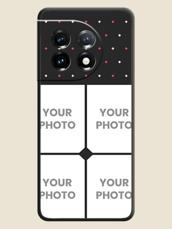 Custom Multicolor Dotted Pattern with 4 Image Holder on Space Black Custom Soft Matte Phone Cases - OnePlus 11 5G - alternate view