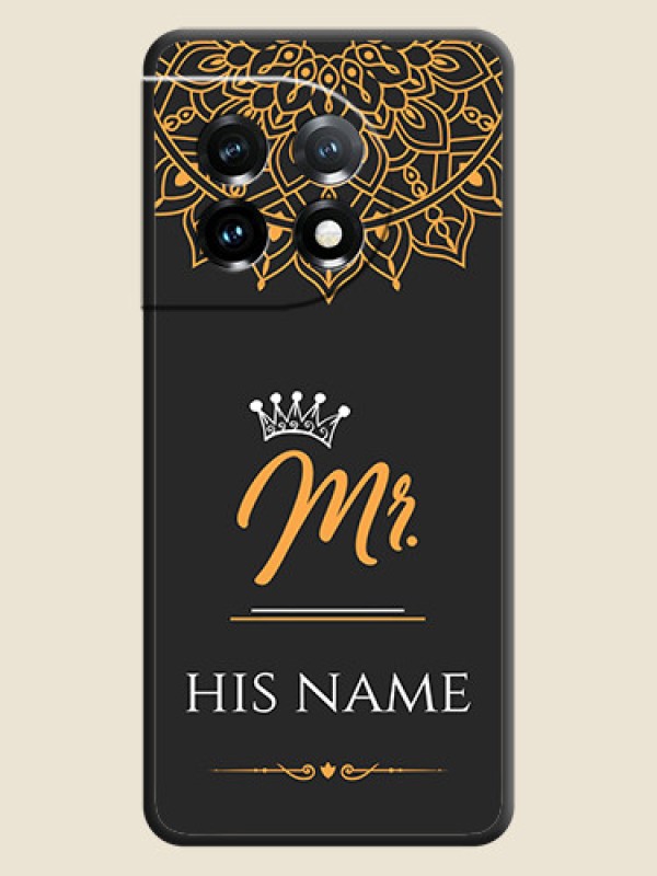 Custom Mr Name with Floral Design  on Personalised Space Black Soft Matte Cases - OnePlus 11 5G - alternate view