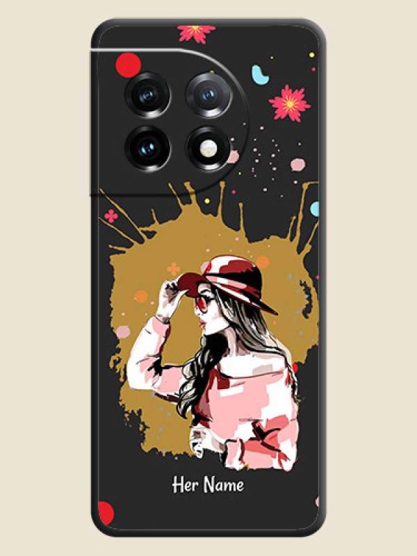 Custom Mordern Lady With Color Splash Background With Custom Text On Space Black Personalized Soft Matte Phone Covers -Oneplus 11 5G - alternate view