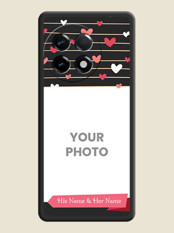 Custom Love Pattern with Name on Pink Ribbon  on Photo on Space Black Soft Matte Back Cover - OnePlus 11R 5G - alternate view