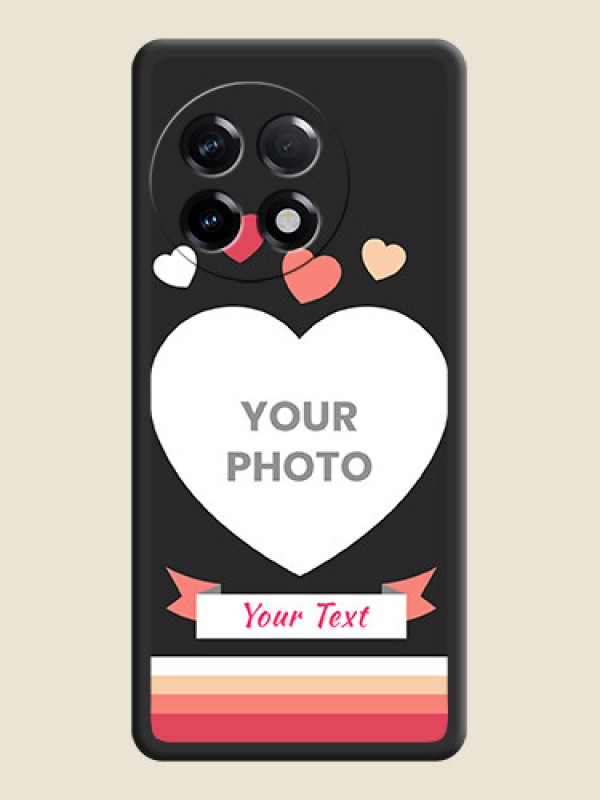 Custom Love Shaped Photo with Colorful Stripes on Personalised Space Black Soft Matte Cases - OnePlus 11R 5G - alternate view