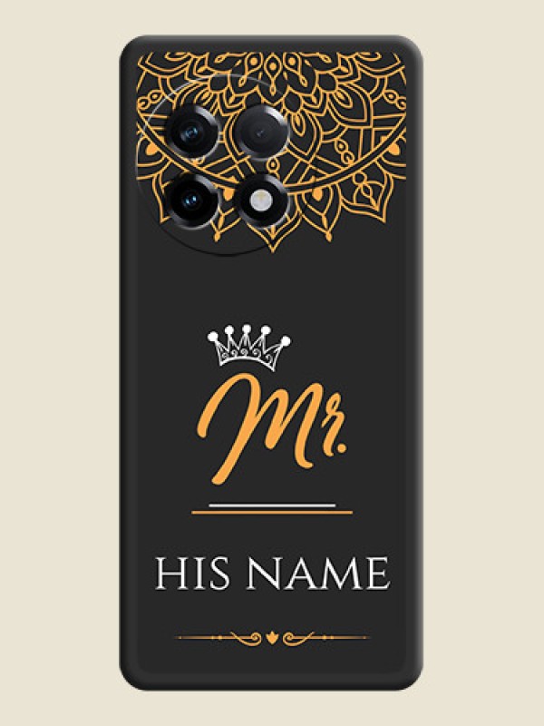 Custom Mr Name with Floral Design  on Personalised Space Black Soft Matte Cases - OnePlus 11R 5G - alternate view