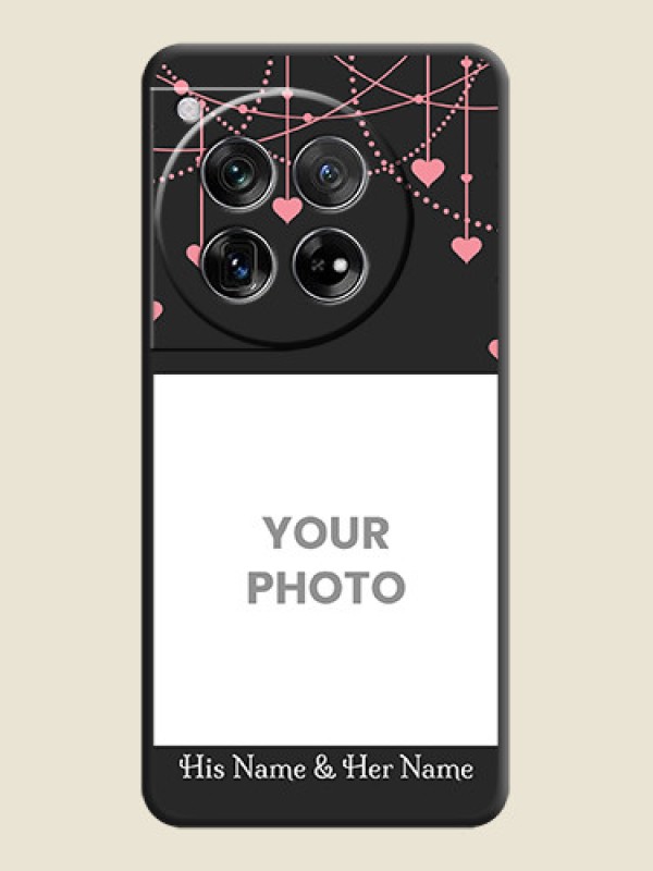 Custom Pink Love Hangings with Text On Space Black Custom Soft Matte Mobile Back Cover - OnePlus 12 5G - alternate view