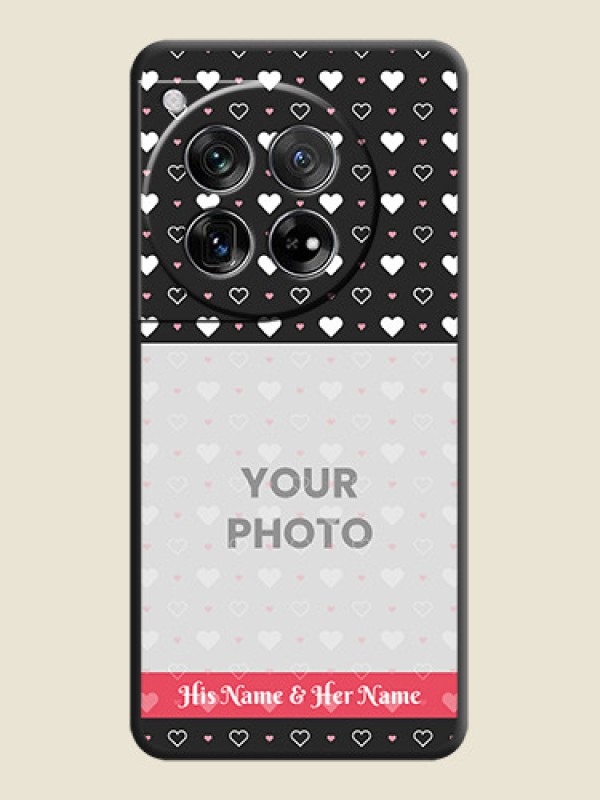Custom White Color Love Symbols with Text Design on Photo On Space Black Custom Soft Matte Mobile Back Cover - OnePlus 12 5G - alternate view
