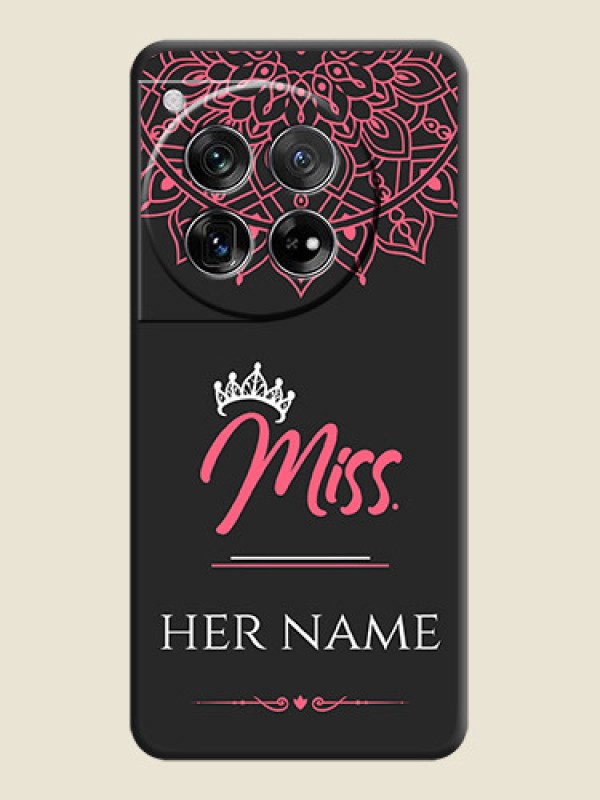 Custom Mrs Name with Floral Design On Space Black Custom Soft Matte Mobile Back Cover - OnePlus 12 5G - alternate view
