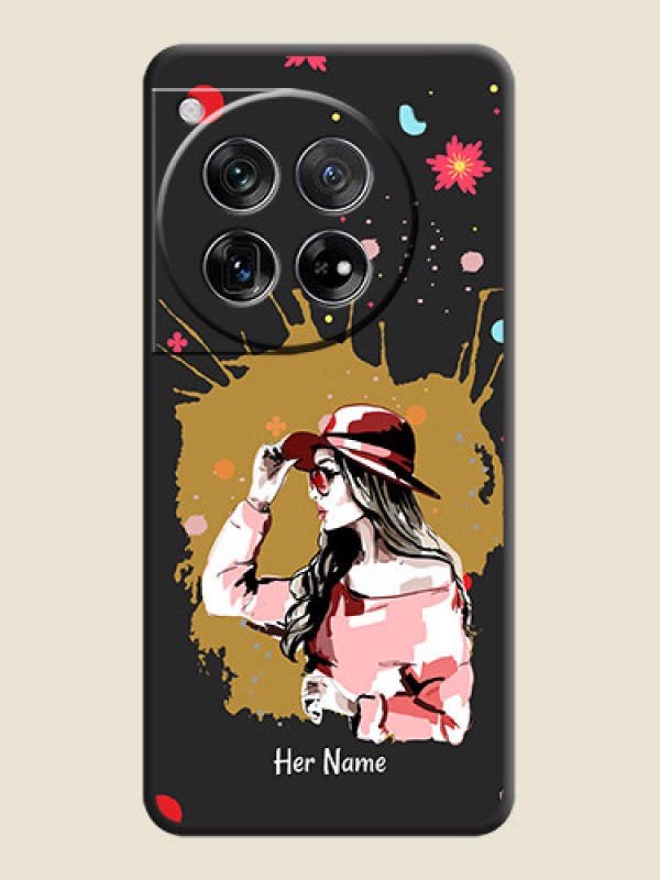 Custom Mordern Lady With Color Splash Background With Custom Text On Space Black Custom Soft Matte Mobile Back Cover - OnePlus 12 5G - alternate view