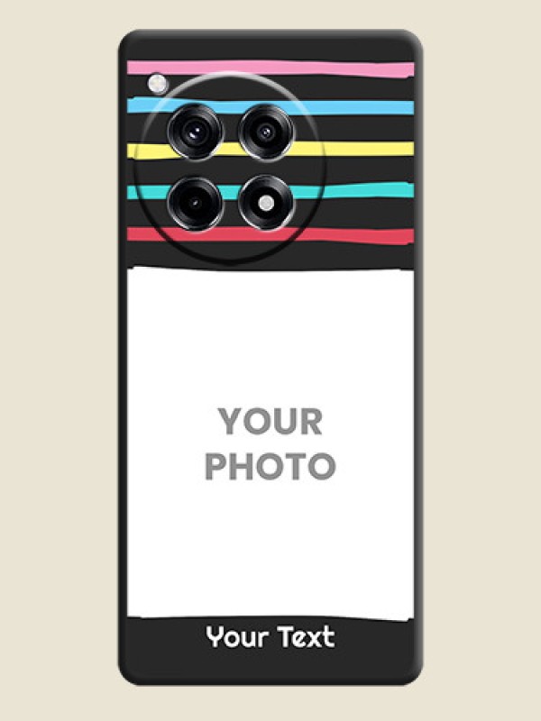 Custom Multicolor Lines with Image on Space Black Personalized Soft Matte Phone Covers - OnePlus 12R 5G - alternate view