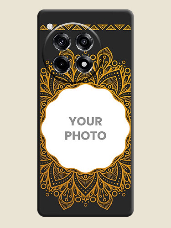 Custom Round Image with Floral Design - Photo on Space Black Soft Matte Mobile Cover - OnePlus 12R 5G - alternate view