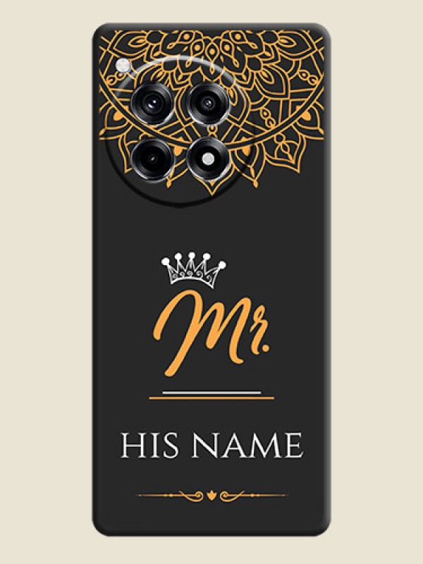 Custom Mr Name with Floral Design on Personalised Space Black Soft Matte Cases - OnePlus 12R 5G - alternate view