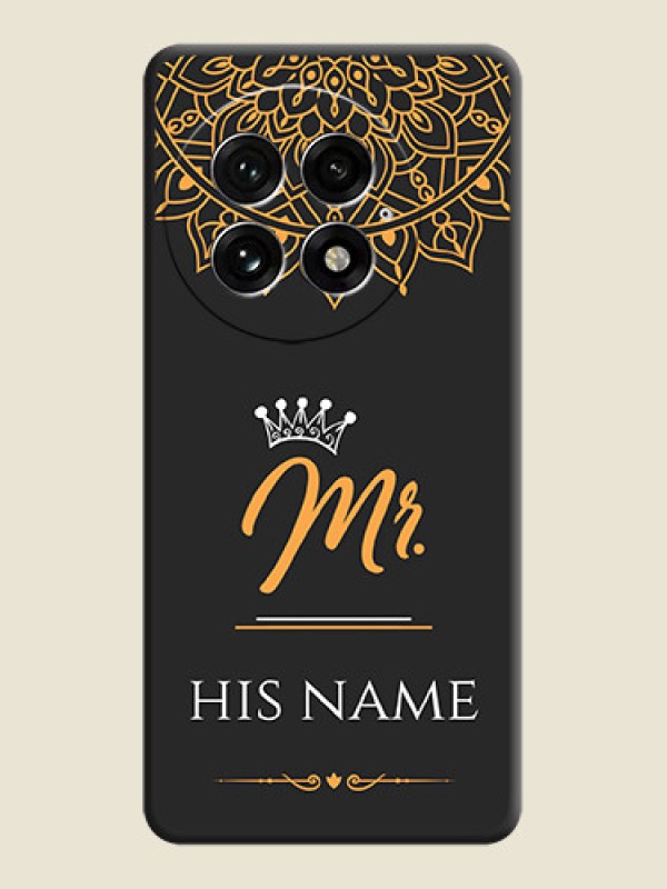 Custom Mr Name with Floral Design On Space Black Custom Soft Matte Mobile Back Cover - OnePlus 13 5G - alternate view