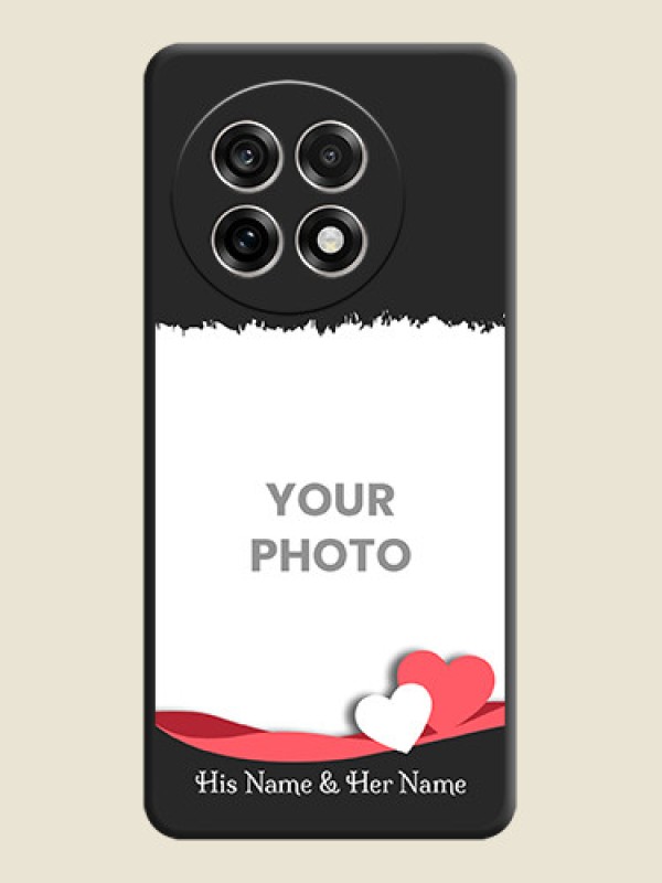 Custom Pin Color Love Shaped Ribbon Design with Text On Space Black Custom Soft Matte Mobile Back Cover - OnePlus 13R 5G - alternate view