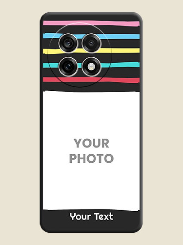 Custom Multicolor Lines with Image On Space Black Custom Soft Matte Mobile Back Cover - OnePlus 13R 5G - alternate view