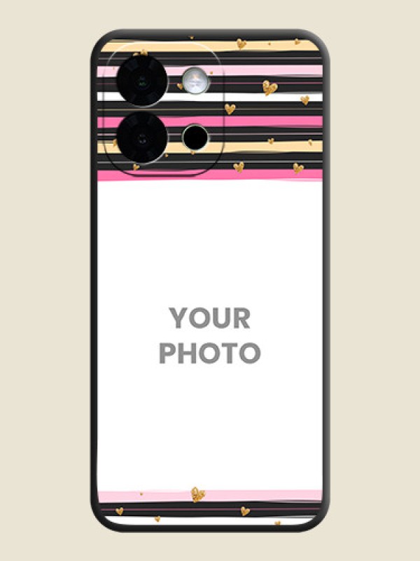 Custom Multicolor Lines and Golden Love Symbols Design on Photo On Space Black Custom Soft Matte Mobile Back Cover - OnePlus 13s 5G - alternate view