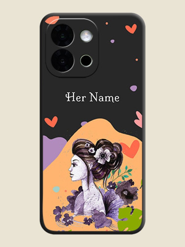 Custom Namecase For Her With Fancy Lady Image On Space Black Custom Soft Matte Mobile Back Cover - OnePlus 13s 5G - alternate view