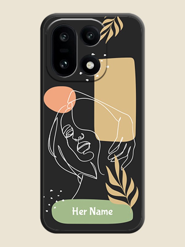 Custom Custom Text With Line Art Of Women & Leaves Design On Space Black Custom Soft Matte Mobile Back Cover - OnePlus 15 5G - alternate view