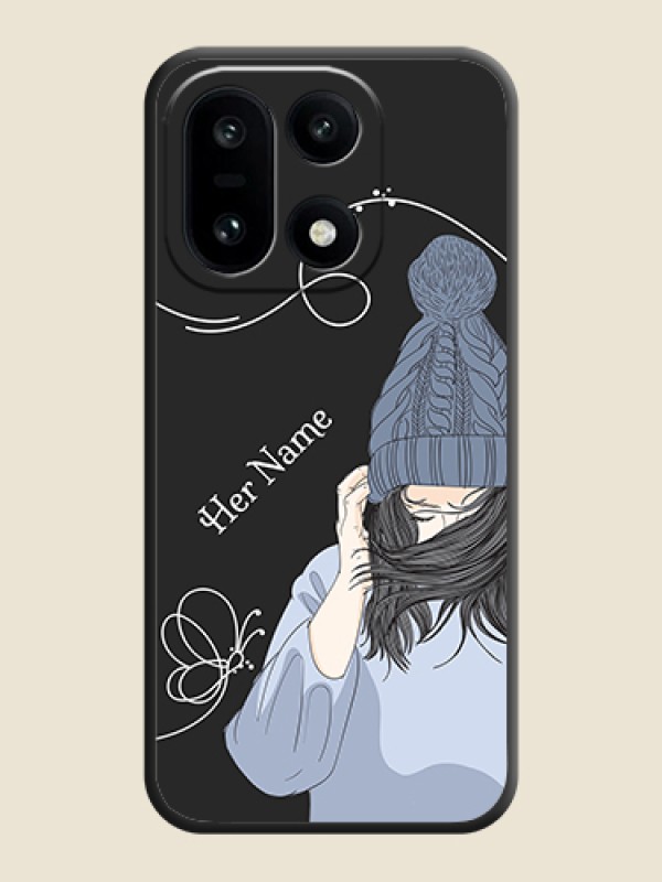 Custom Girl With Blue Winter Outfiit Custom Text Design On Space Black Custom Soft Matte Mobile Back Cover - OnePlus 15 5G - alternate view