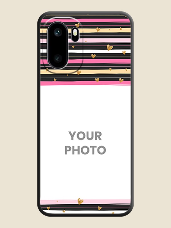 Custom Multicolor Lines and Golden Love Symbols Design on Photo On Space Black Custom Soft Matte Mobile Back Cover - OnePlus 15R 5G - alternate view