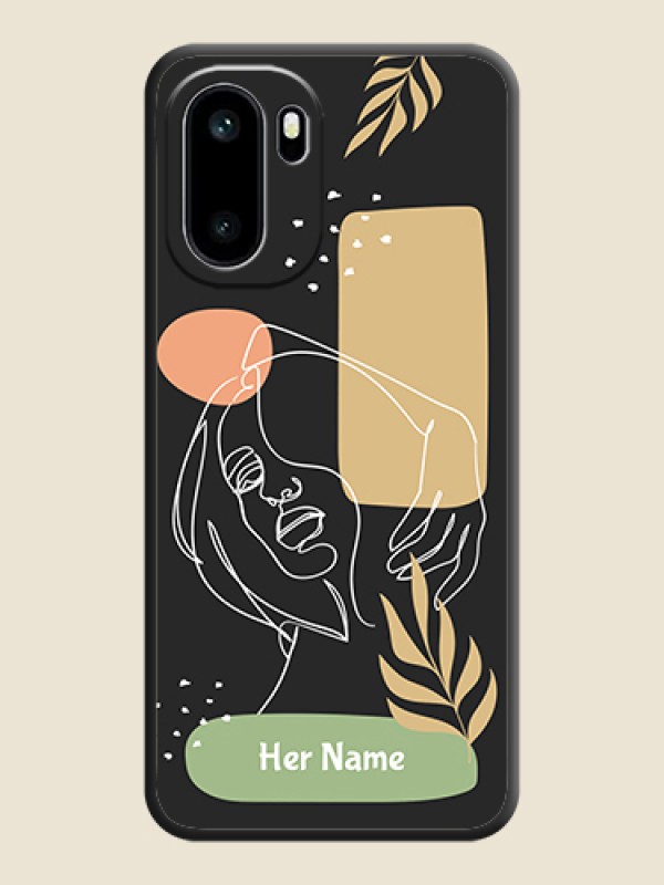 Custom Custom Text With Line Art Of Women & Leaves Design On Space Black Custom Soft Matte Mobile Back Cover - OnePlus 15R 5G - alternate view