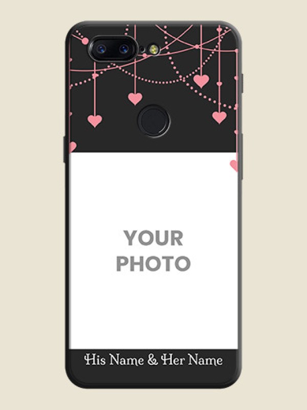 Custom Pink Love Hangings with Text on Space Black Custom Soft Matte Back Cover - OnePlus 5T - alternate view