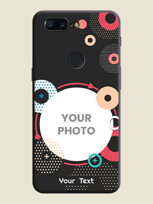Custom Multicoloured Round Image on Personalised Space Black Soft Matte Cases - OnePlus 5T - alternate view