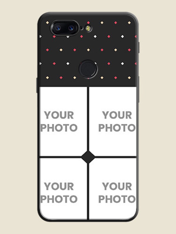 Custom Multicolor Dotted Pattern with 4 Image Holder on Space Black Custom Soft Matte Phone Cases - OnePlus 5T - alternate view