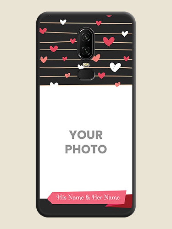 Custom Love Pattern with Name on Pink Ribbon  - Photo on Space Black Soft Matte Back Cover - OnePlus 6 - alternate view