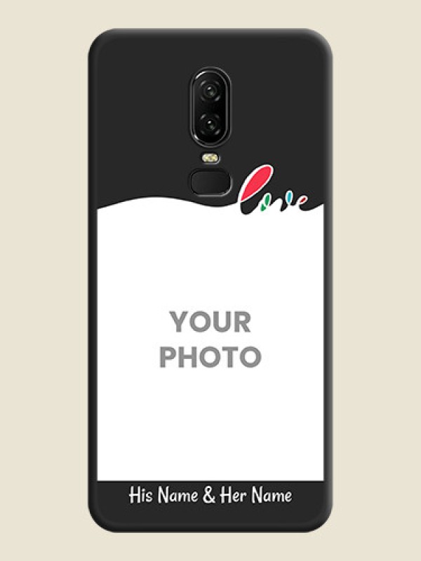 Custom Fall in Love Pattern with Picture - Photo on Space Black Soft Matte Mobile Case - OnePlus 6 - alternate view